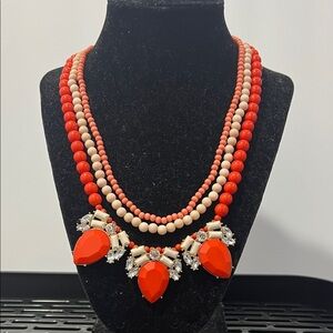 Charming Charlie Coral and Cream Statement Necklace